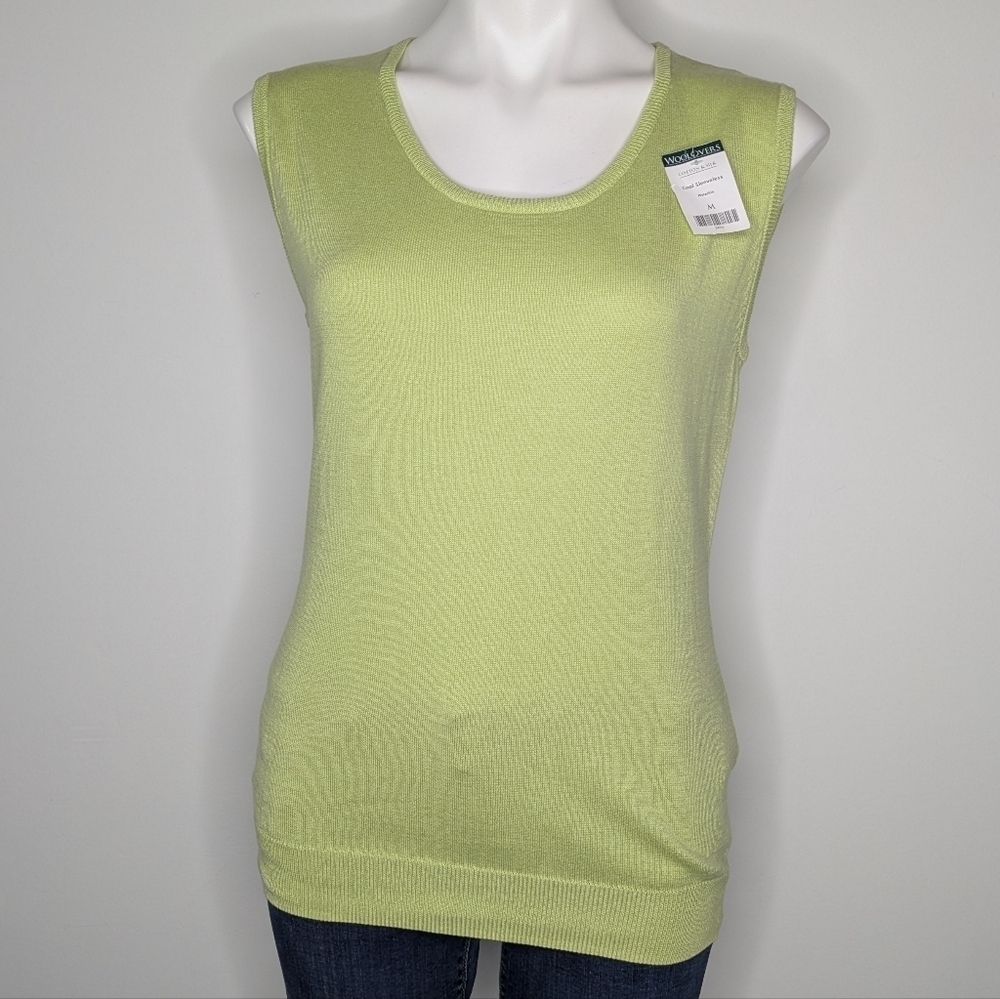 NWT Woolovers Green Sleeveless Cotton Silk Sweater Tank M